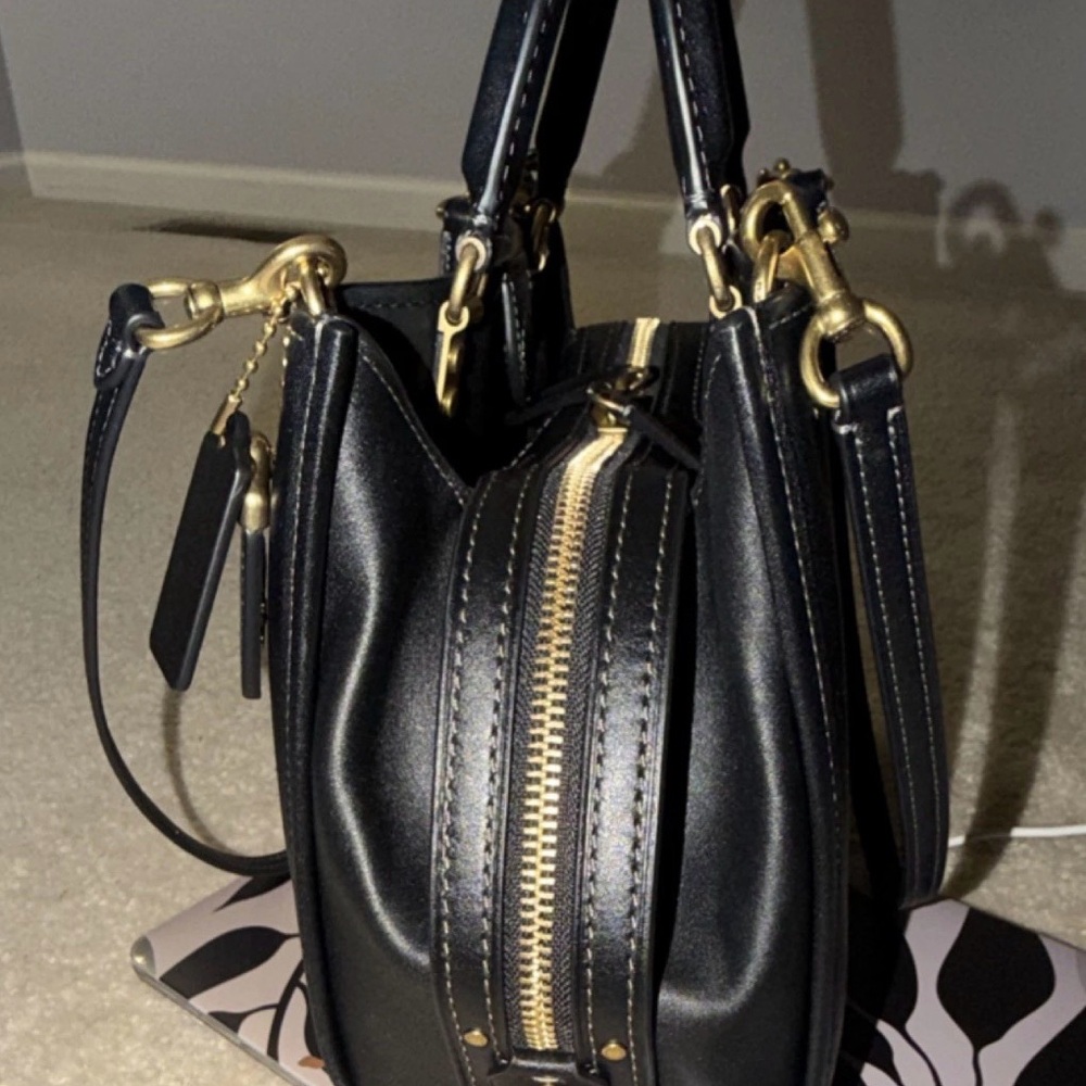 Coach Rogue 31 Black Leather Satchel with Brass Hardware - Picture 3 of 16